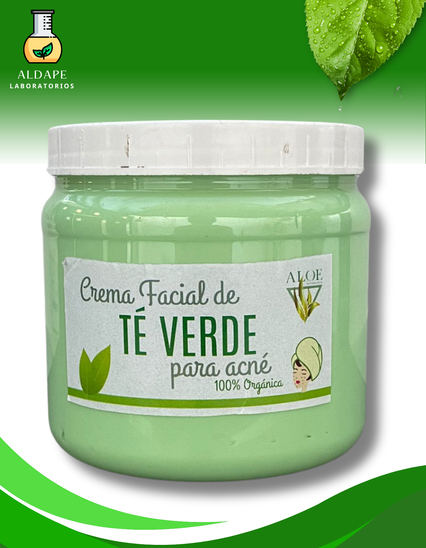 Crema facial de té verde para acné y cicatrices